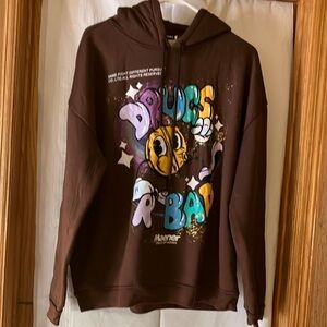 Maener Amazing Drugs R Bad Unisex Long Sleeve Hoodie Brown Sweatshirt Sz 1X GUC